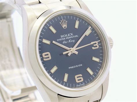 rolex air king blue dial aftermarket|rolex oyster perpetual air king price.